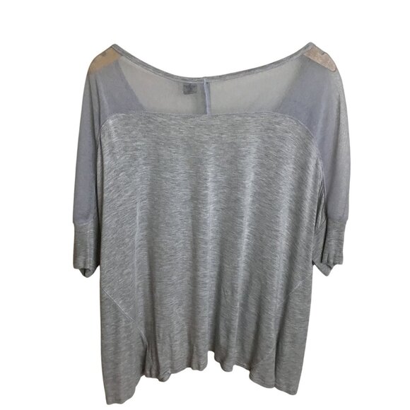 Wilster Women Oversized Fit Gray Top Sheer Accents Dolman Sleeves Langenlook M - Picture 2 of 9